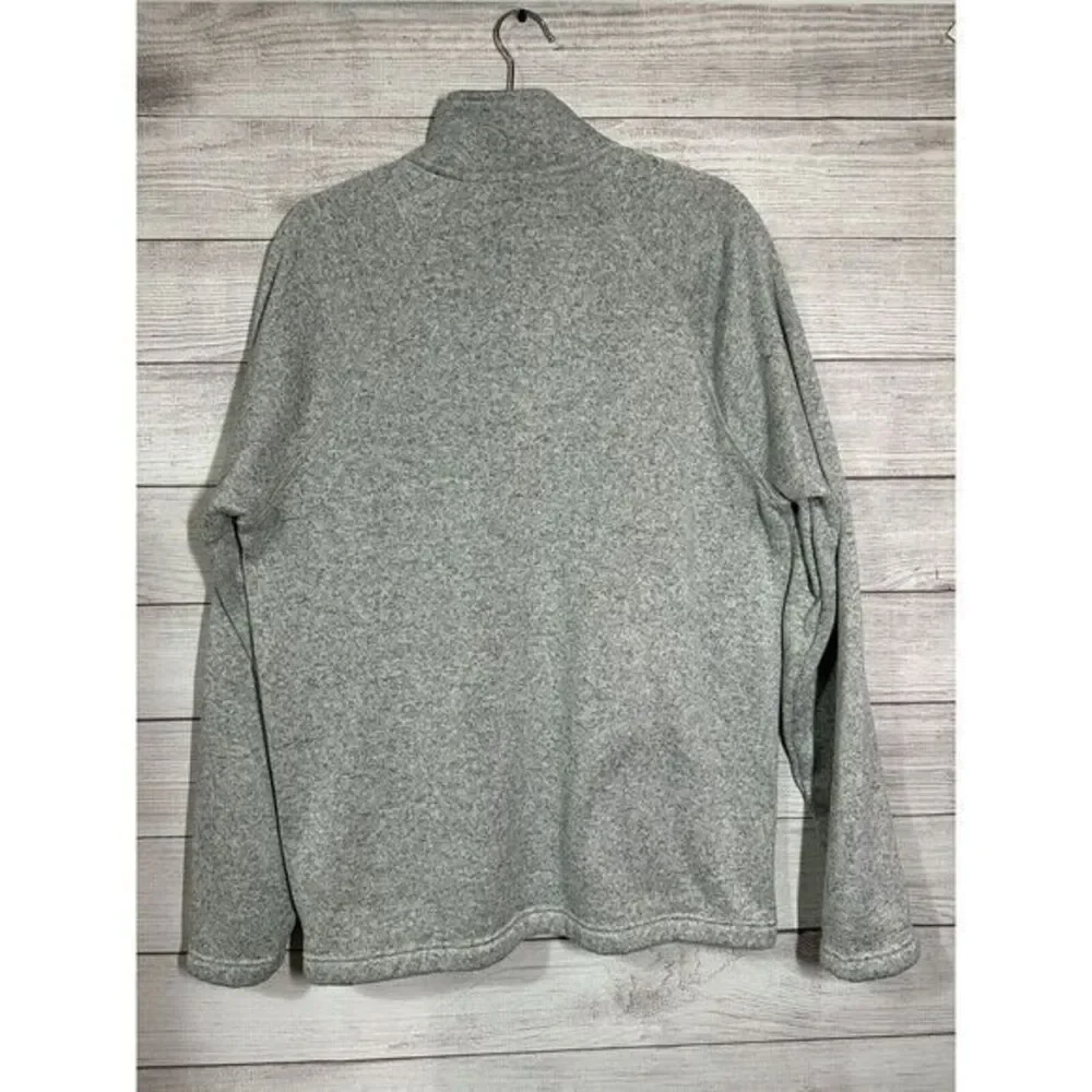 Eddie Bauer Sweater  Mens Large Gray‎ Marl Quarter Zip Long Sleeve Pullover